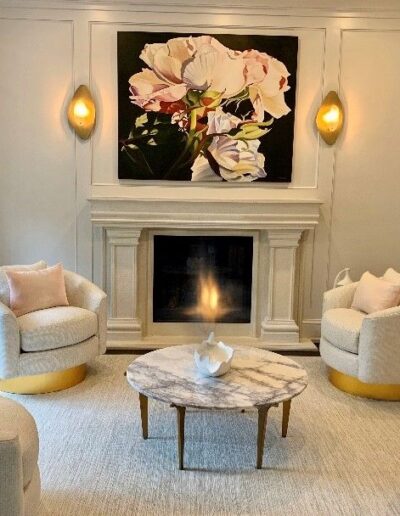 Fresh sitting room with fireplace- Toronto interior design