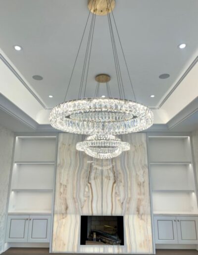 Custom lighting and fireplace